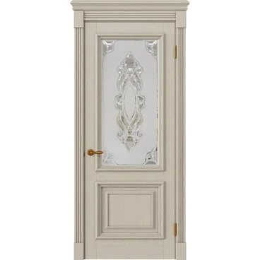 Межкомнатная дверь массив дуба Alvero Екатерина белёный дуб остеклённая