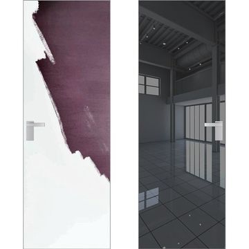 Скрытая дверь 0M снаружи под покраску внутри зеркало Grey кромка AL