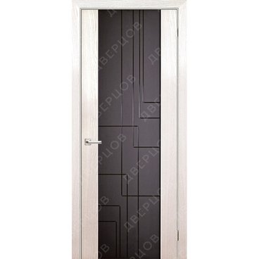 Межкомнатная дверь шпон Лабиринт ясень белый остеклённая