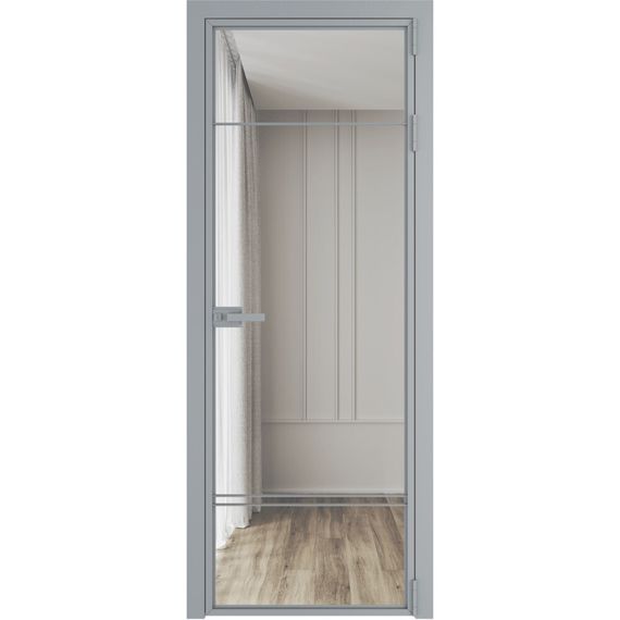 Алюминиевая межкомнатная дверь 4AХ серебро остеклённая