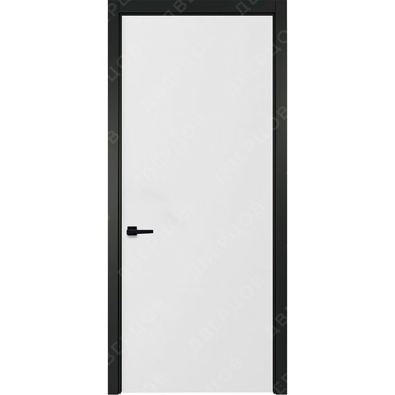Фото белой двери Графика 1 с чёрным наличником