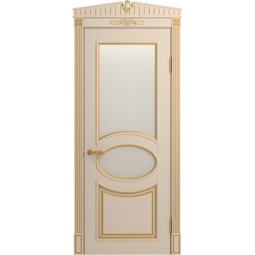 Межкомнатная дверь массив бука Лацио ваниль патина золото остеклённая