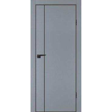 Межкомнатная серая дверь ПЭТ P-21 кромка ABS черная молдинг