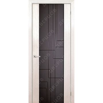 Межкомнатная дверь шпон Лабиринт ясень белый остеклённая