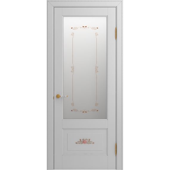 Межкомнатная дверь массив бука Viporte Бьелла Арт аворио патина золото остеклённая