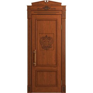 Межкомнатная дверь массив дуба Статус табачный патина черная глухая