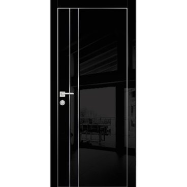 Межкомнатная дверь HGX-14 чёрный глянец с алюминиевой кромкой