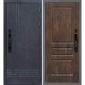 Входная дверь Осло смарт бетон антрацит панель фрезерованная