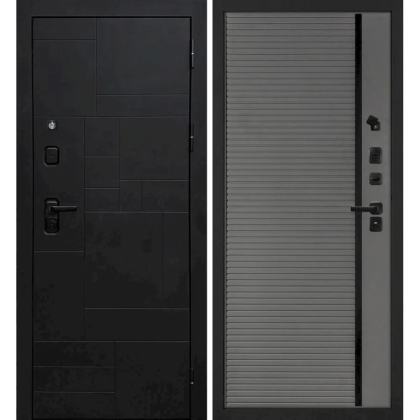 Входная дверь Лабиринт-201 панель фрезерованная PR-173 серая