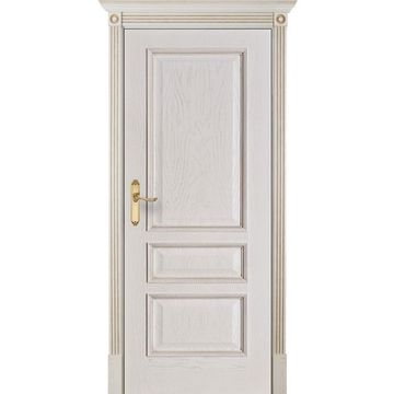 Межкомнатная дверь шпон Вена белая патина глухая