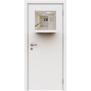 Влагостойкая дверь белая с выпадающим окном