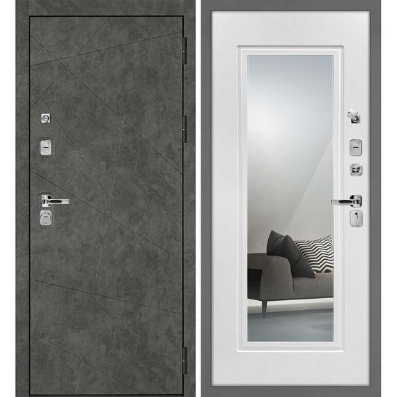 Входная дверь Урбан-127 панель белое дерево зеркало