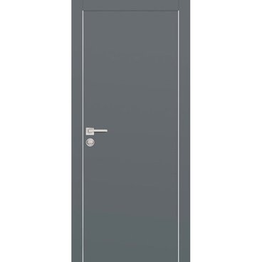 Межкомнатная дверь экошпон PX-1 графит с алюминиевой кромкой с 4-х сторон