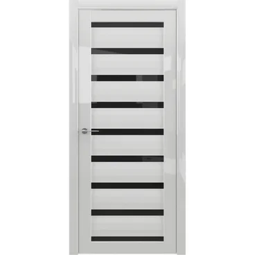 Межкомнатная дверь глянцевая Albero Сидней глянец белый стекло чёрное