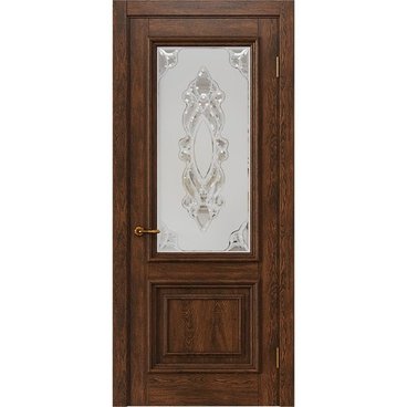 Межкомнатная дверь массив дуба Екатерина орех чёрный остеклённая