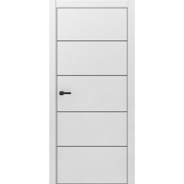 Межкомнатная дверь ПЭТ Silk-4 светло-серая кромка ABS чёрная молдинг