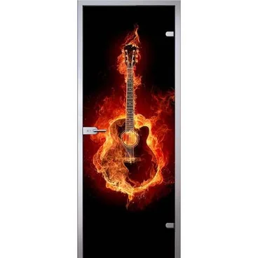 Межкомнатная стеклянная дверь АКМА Guitar триплекс фотопечать
