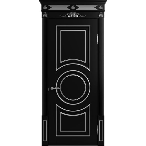 Межкомнатная дверь массив бука Viporte Лацио Амбиенте нуар патина серебро глухая