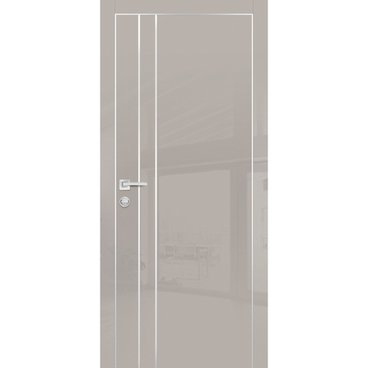 Межкомнатная дверь HGX-14 латте глянец с алюминиевой кромкой