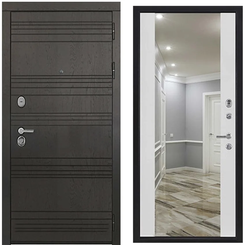 Входная дверь Министр ПВХ горький шоколад панель зеркало INFINITY