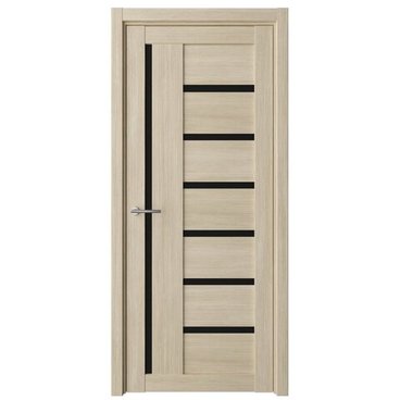 Межкомнатная дверь Мадрид эко-шпон лиственница мокко стекло чёрное