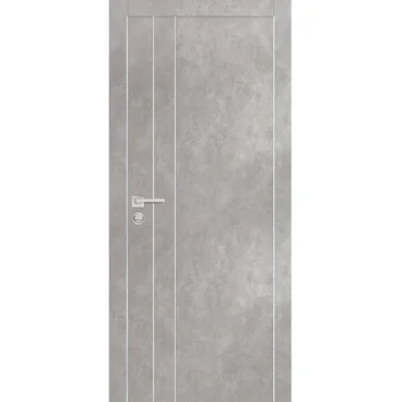 Межкомнатная дверь экошпон PX-14 серый бетон с AL кромкой и молдингом