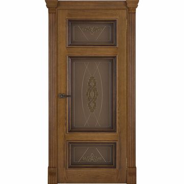 Межкомнатная дверь шпонированная Regidoors Мадрид дуб антик патина остекленная