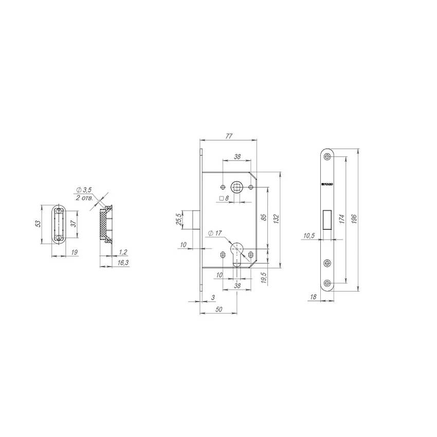 Замок магнитный Fuaro M96WC-50 - M85C-50