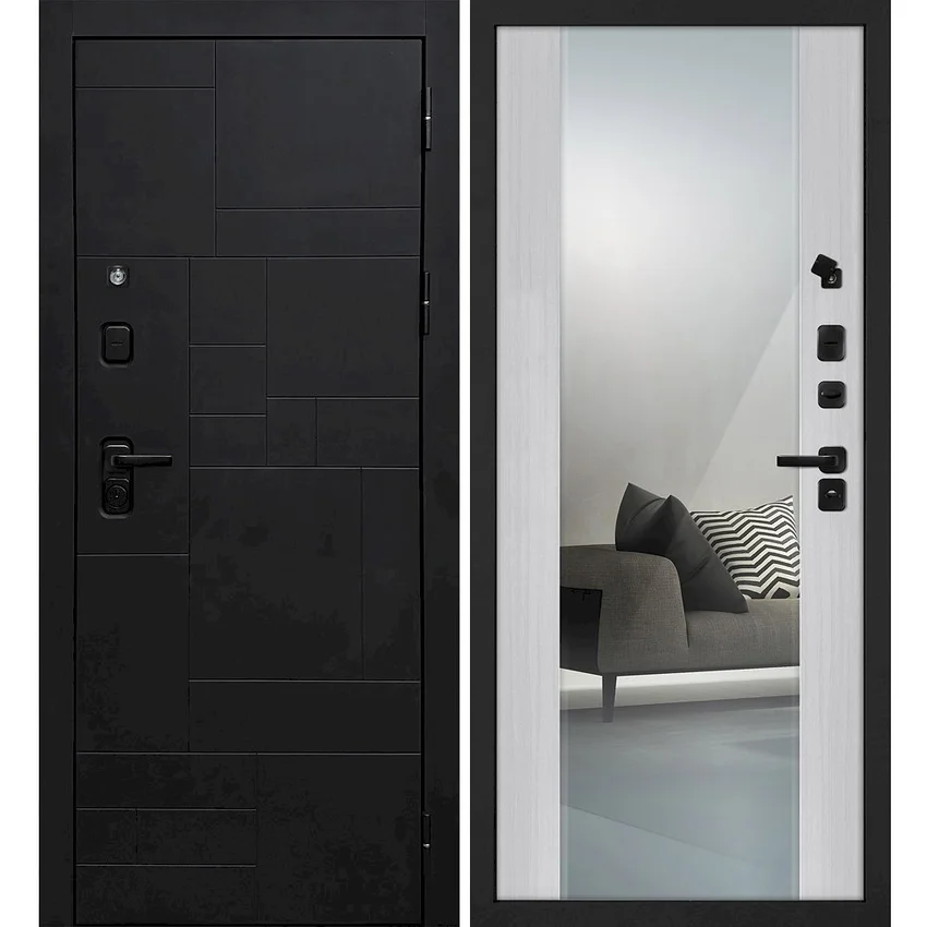 Входная дверь Лабиринт-201 панель сандал белый зеркало