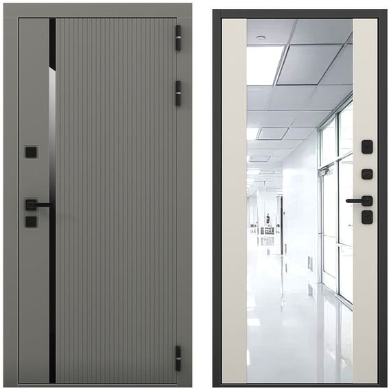 Входная дверь Пиано S антрацит силк панель зеркало Maxi силк грей