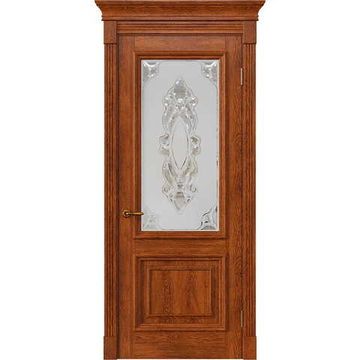 Межкомнатная дверь массив дуба Alvero Екатерина янтарь остеклённая