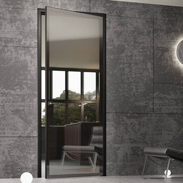 Алюминиевая дверь Slim Triest стекло серое StopSol