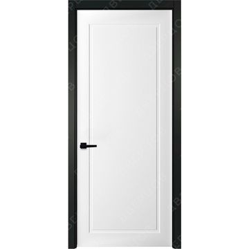 Межкомнатная белая дверь Неоклассик 1 с чёрным наличником