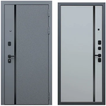 Входная дверь Манчестер серая со стеклянной вставкой внутри