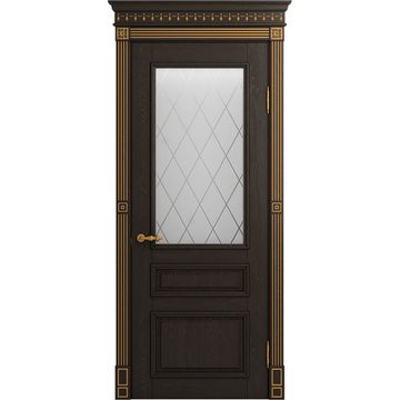 Межкомнатная дверь массив ясеня Viporte Рим шоколад остеклённая