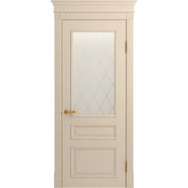 Межкомнатная дверь массив бука Viporte Рим ваниль остеклённая