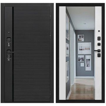 Входная дверь Стайл Z ПВХ чёрная мягкая шагрень панель ПВХ белая мягкая шагрень с зеркалом Z