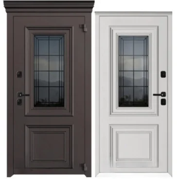 Входная уличная дверь Исландия Термо AG 6004 RAL 8019 шоколад RAL 9016 белый