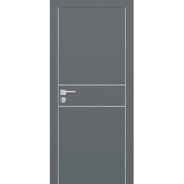 Межкомнатная дверь экошпон PX-15 графит с AL кромкой и молдингом