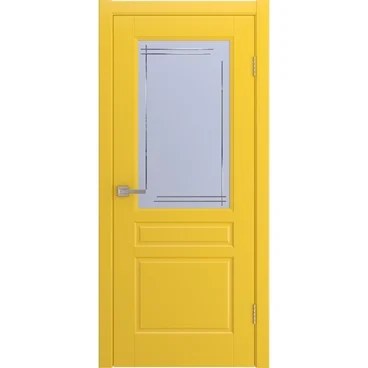 Межкомнатная дверь Бриз желтая эмаль RAL 1018 со стеклом
