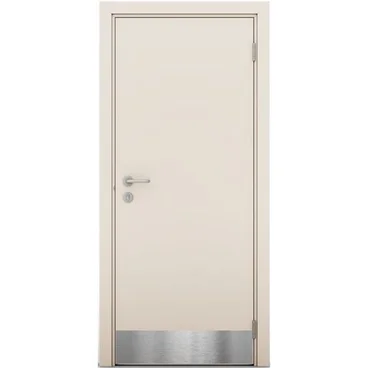 Влагостойкая дверь крем матовый глухая с отбойной пластиной