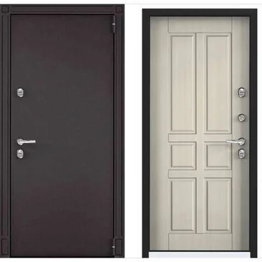 Входная стальная дверь Torex Snegir 55 MP букле коричневый белый перламутр S55-NC-4