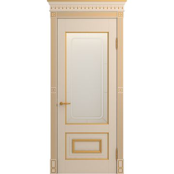 Межкомнатная дверь массив бука Viporte Неаполь ваниль патина золото остеклённая