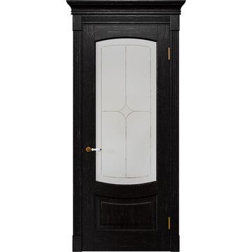 Межкомнатная дверь массив дуба Alvero Алина венге патина серебро остеклённая