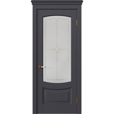 Межкомнатная дверь массив дуба Alvero Алина графит остеклённая