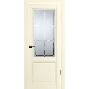 Межкомнатная дверь экошпон PSU-37 магнолия остеклённая