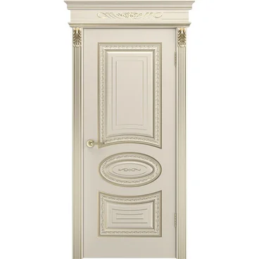 Межкомнатная дверь эмаль Лира В2 шампань патина белое золото глухая