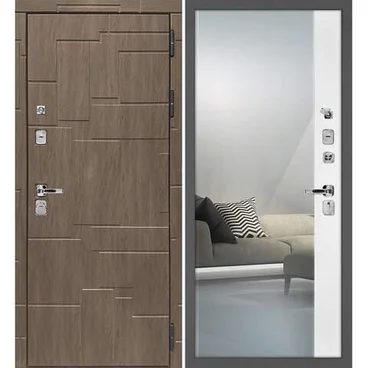 Входная дверь Домино дымчатая луна панель зеркало оптима макси