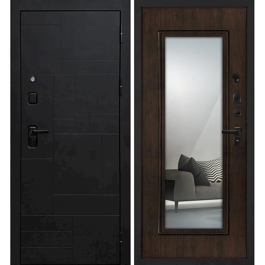 Входная дверь Лабиринт-201 панель тиковое дерево зеркало