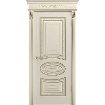 Межкомнатная дверь эмаль Лира В2 шампань патина белое золото глухая
